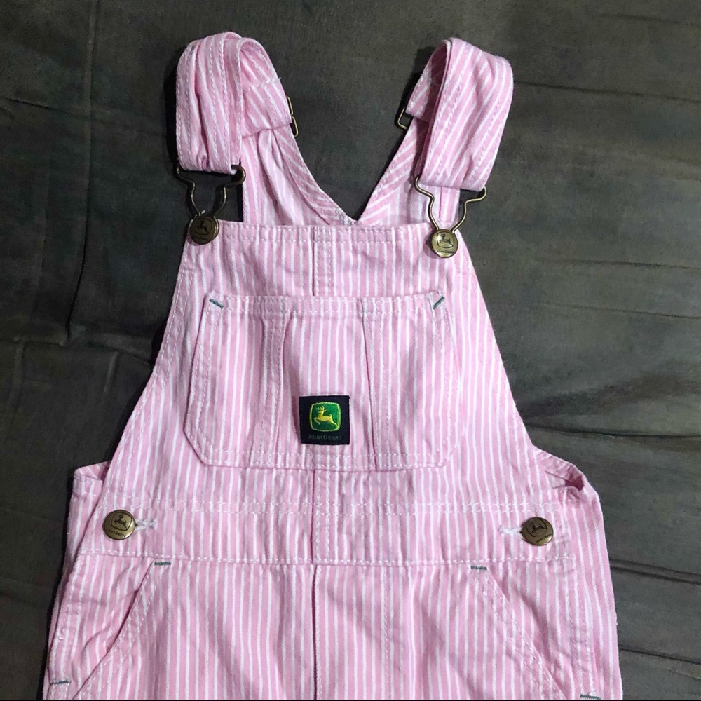 Children’s John Dear Overalls, Pink & White, 4T - Picture 2 of 8